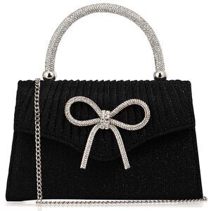 1741 Sparkling Evening Clutch Purse ,Rhinestone Bow Top Handle Party